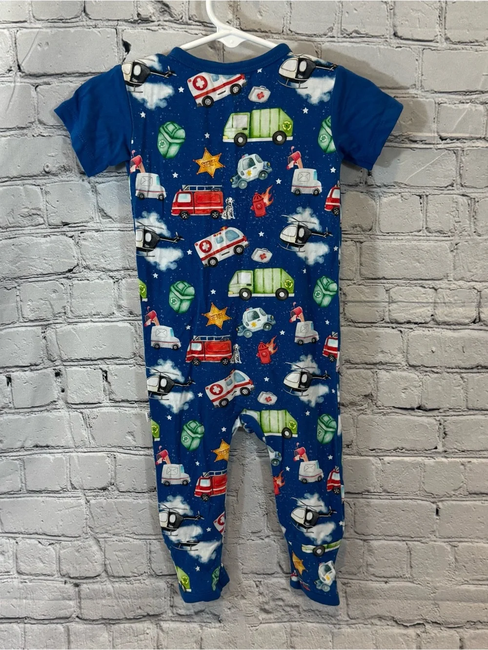 Bamboo Necessities Vehicles Short Sleeve Bamboo Zippie Romper